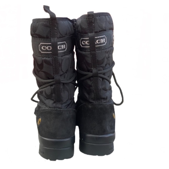 Coach Black ‘Sela’ Signature C Suede Snow Boots, Sz 7 - Picture 11 of 14